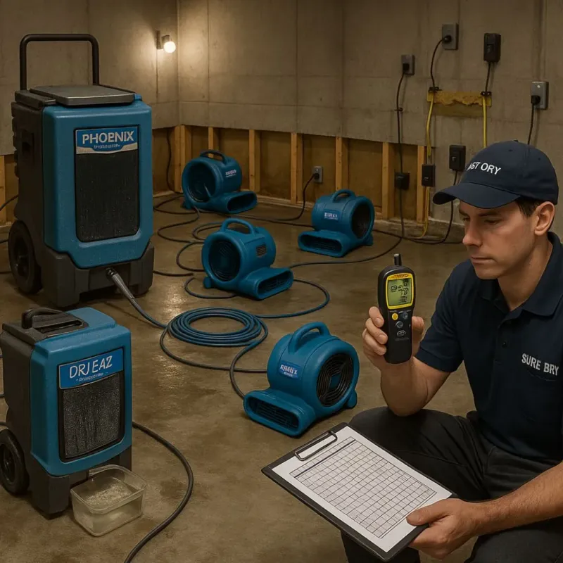 Structural Drying and Dehumidification process in Dimmitt, TX
